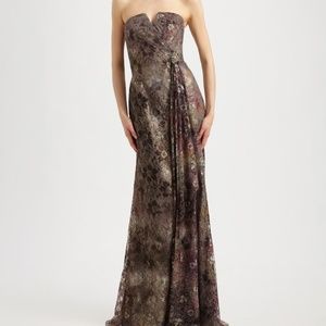 Badgley Mischka Strapless Foil Gown
